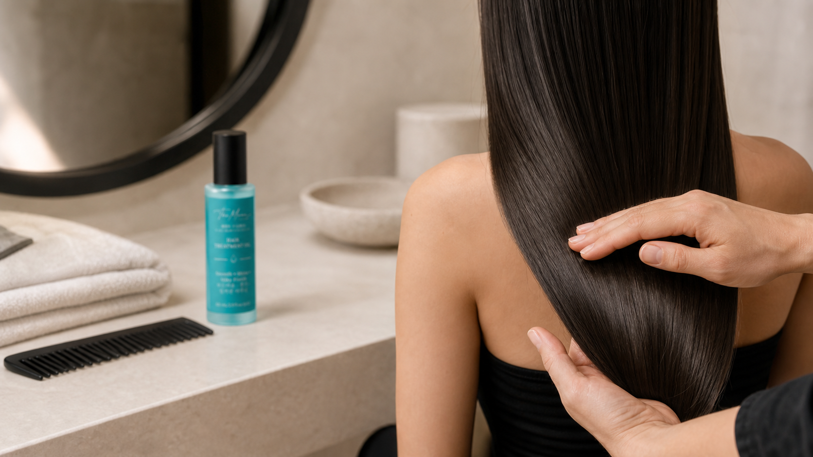 The Mane Serum application and finish film